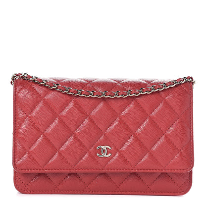 Chanel Caviar Quilted Wallet on Chain WOC Red 1 of 14