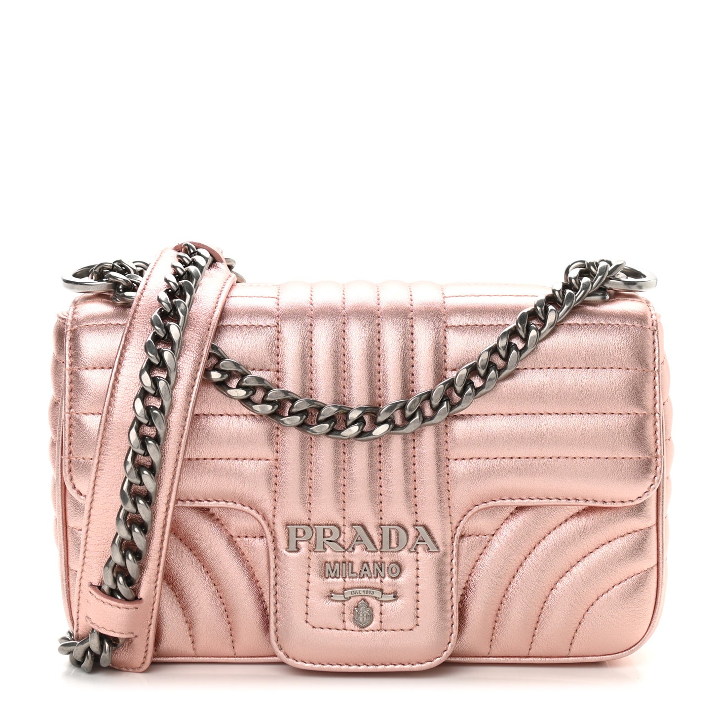 Nappa Impunture Diagramme Small Chain Flap Shoulder Bag Rosa Mordore