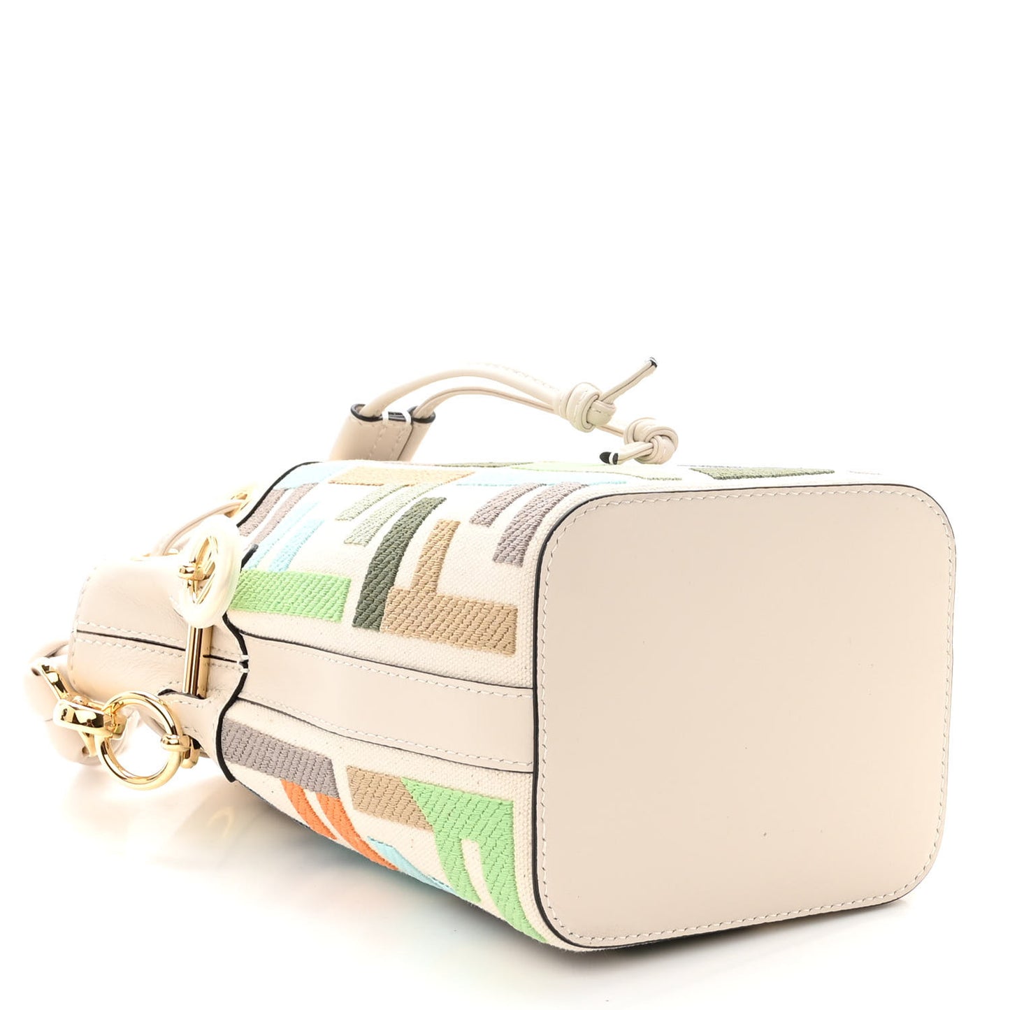Canvas Vitello Grace F is Fendi FF Multicolor Embroidered Mini Mon Tresor Bucket Bag Grezzo Multicolor Latte