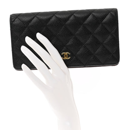 Chanel Caviar Quilted Yen Wallet Black 2 of 9