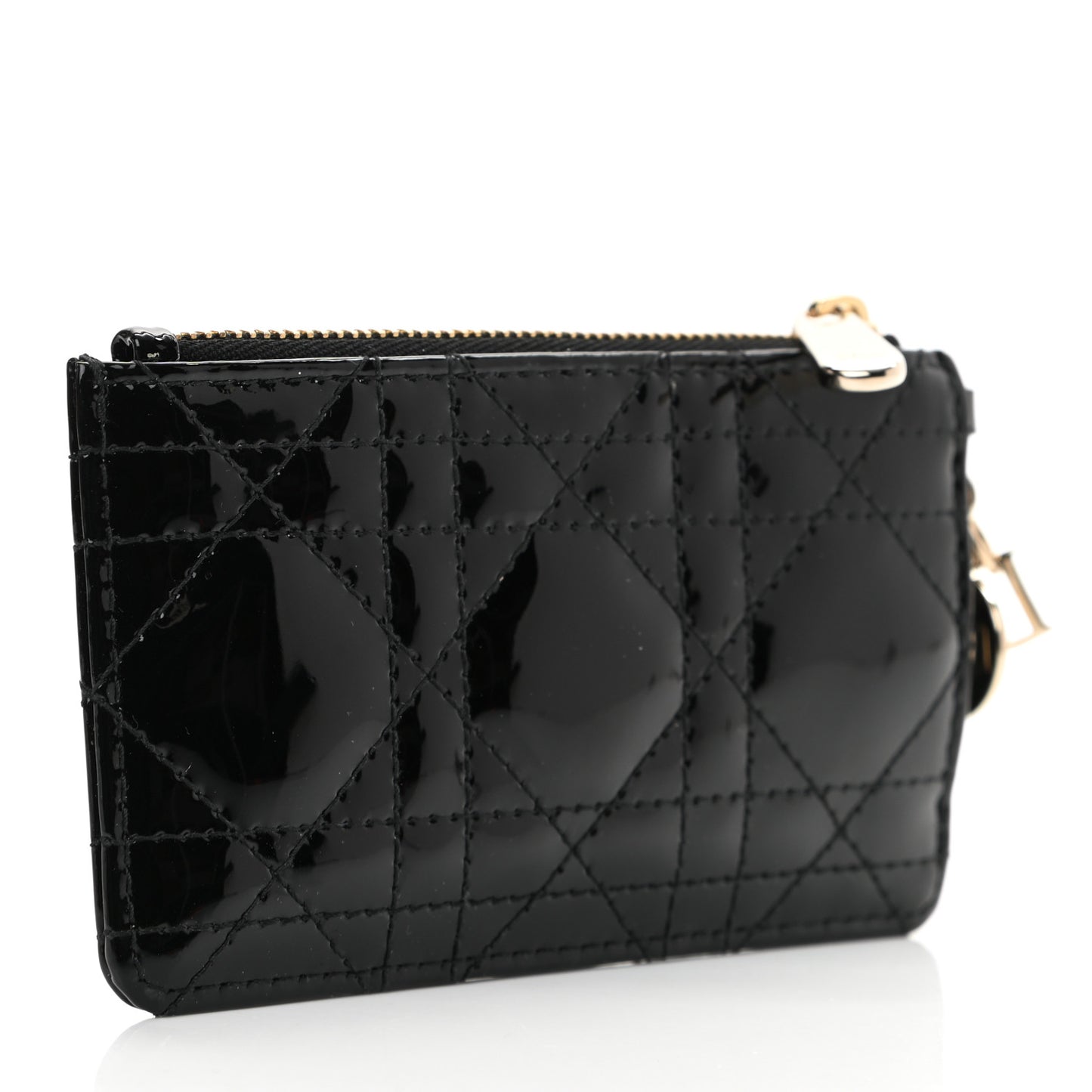 Patent Cannage Lady Dior Key Pouch Black