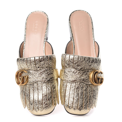 Gucci Galassia Womens GG Marmont Fringe Slippers 35.5 Platino 7 of 12