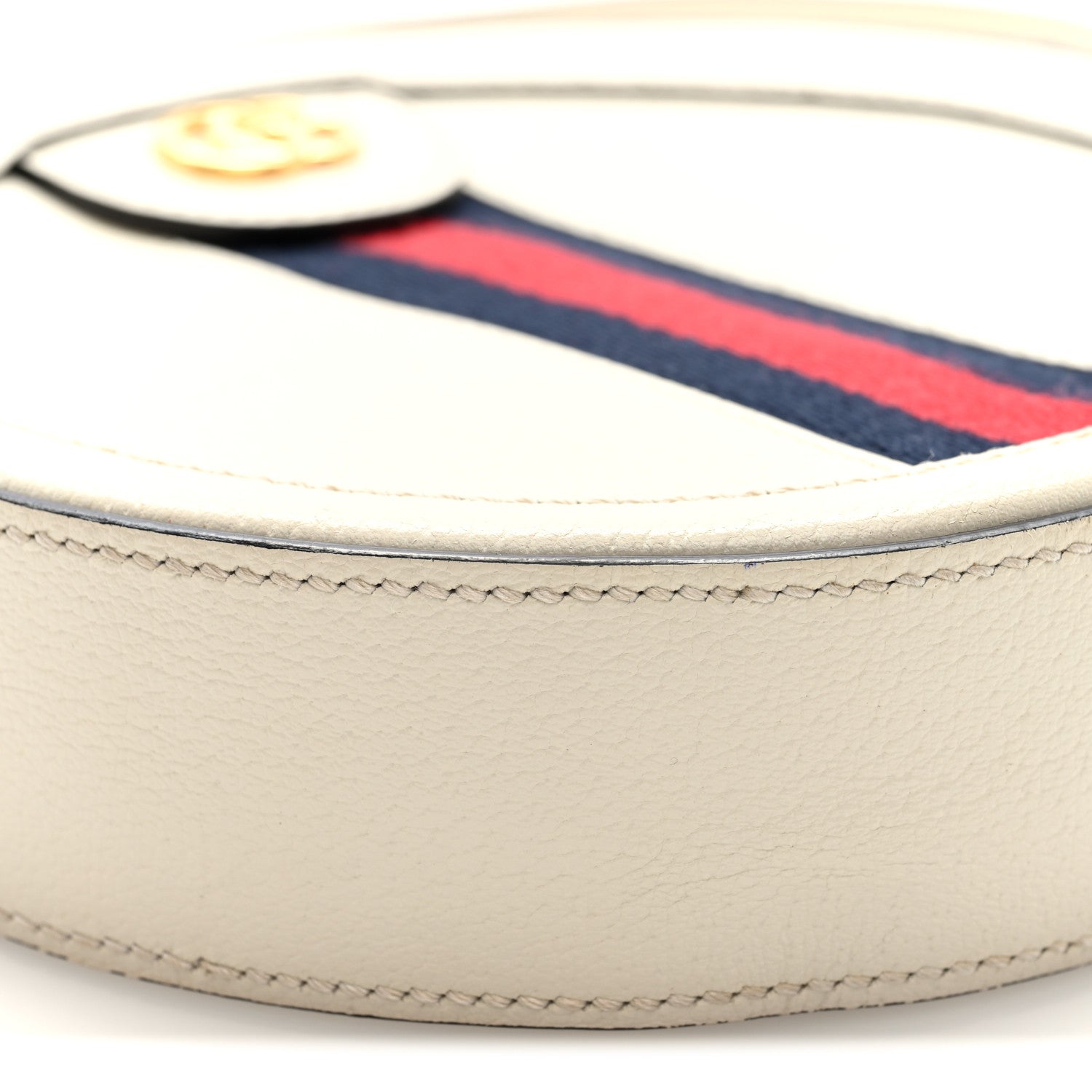 Gucci Textured Calfskin Web Mini Ophidia Round Shoulder Bag Mystic White 9 of 10