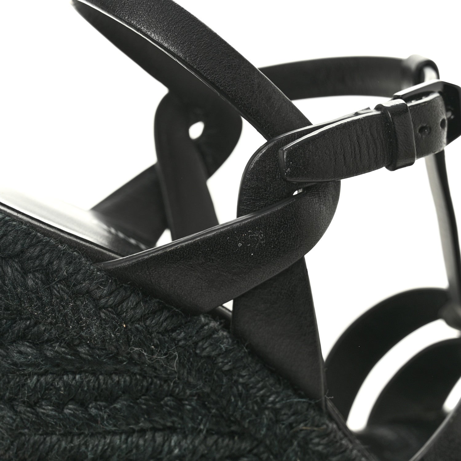 Saint Laurent Calfskin Tribute 95 Platform Espadrille Wedge Sandals 35.5 Black 13 of 13