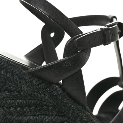 Saint Laurent Calfskin Tribute 95 Platform Espadrille Wedge Sandals 35.5 Black 13 of 13