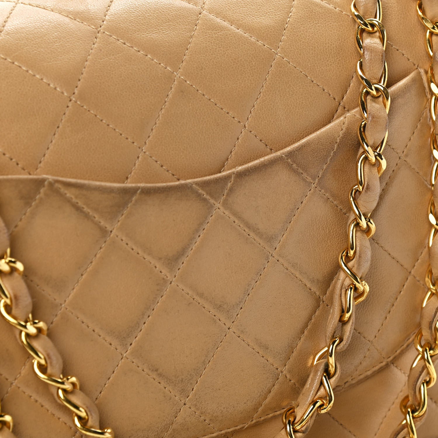 Chanel Lambskin Quilted Medium Double Flap Beige 13 of 14