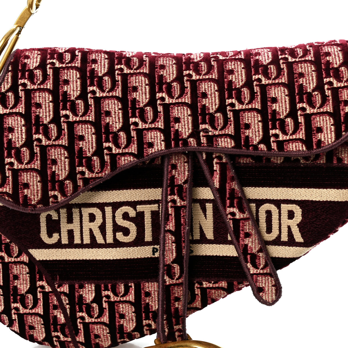 Velvet Oblique Saddle Bag Burgundy