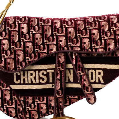 Christian Dior Velvet Oblique Saddle Bag Burgundy 7 of 9