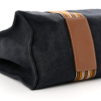 Loro Piana Denim Cotton Canvas The Suitcase Stripe Tote Blue 8 of 12