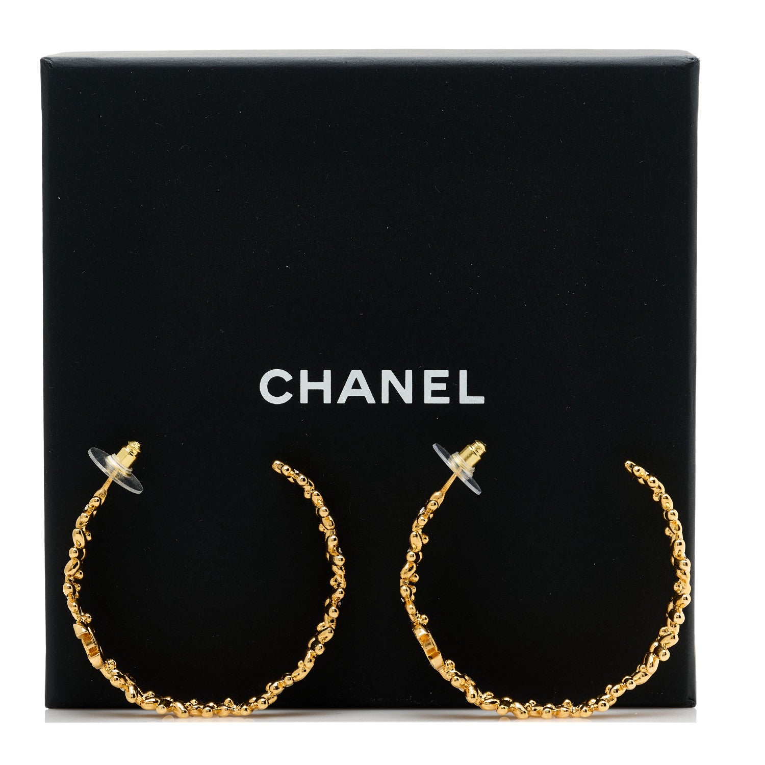 Chanel Metal Strass Crystal Flower CC Hoop Earrings Gold 4 of 4