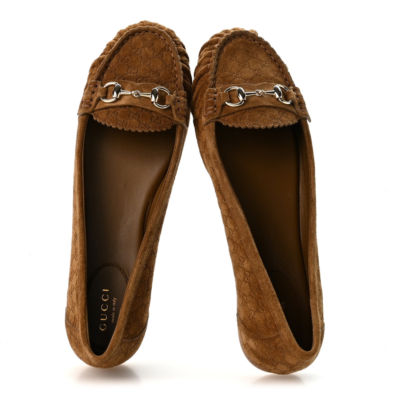 Gucci Suede Micro GG Horsebit Womens Kensington Moccasin Loafers 38.5 Cuoio 2 of 10