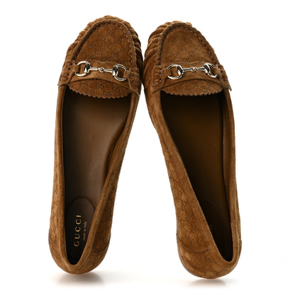 Gucci Suede Micro GG Horsebit Womens Kensington Moccasin Loafers 38.5 Cuoio 2 of 10