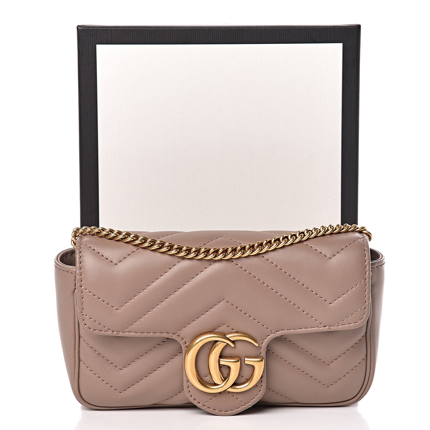Calfskin Matelasse Super Mini GG Marmont Shoulder Bag Porcelain Rose