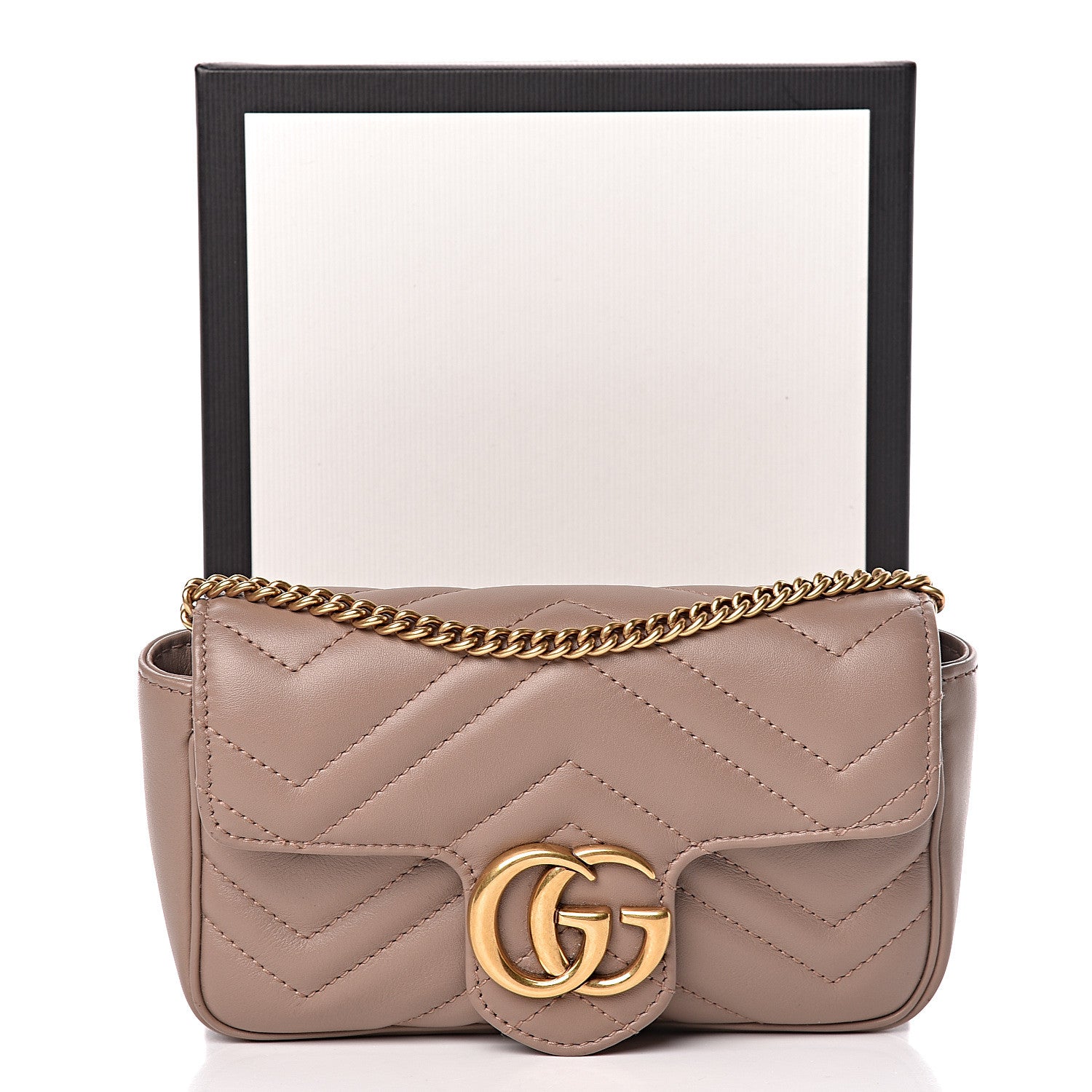 Gucci Calfskin Matelasse Super Mini GG Marmont Shoulder Bag Porcelain Rose 11 of 11