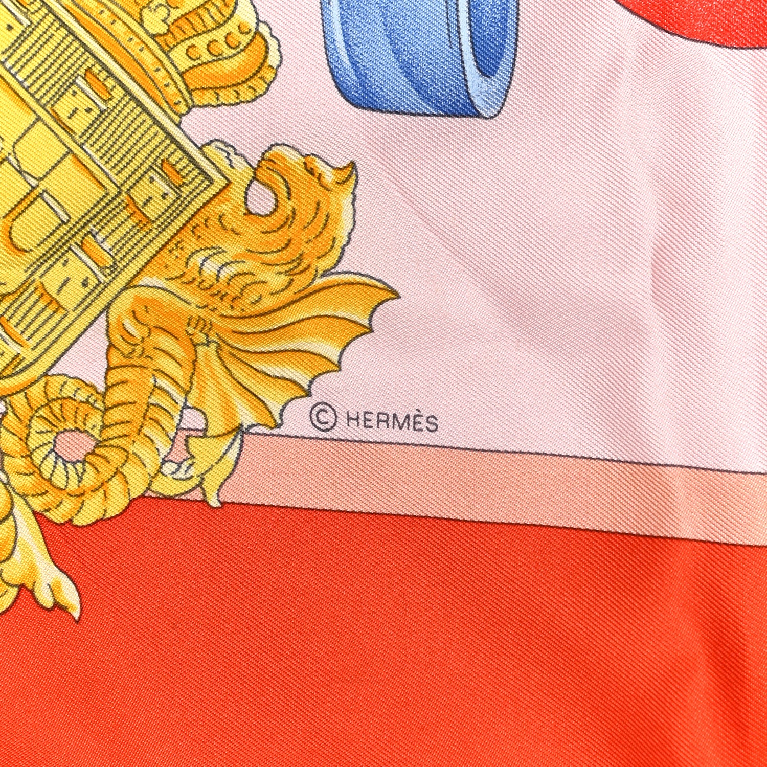 Hermes Silk Harnais De Cour Scarf 90 Orange 4 of 5