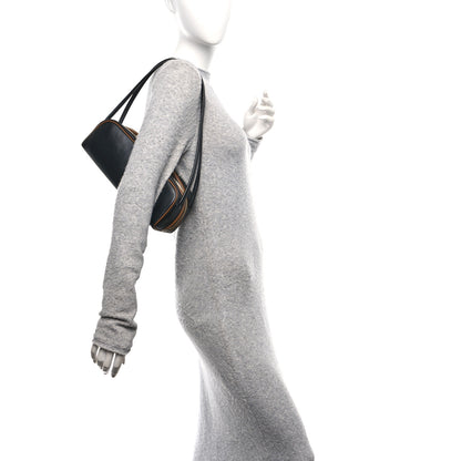 Prada Soft Calfskin Swing Shoulder Bag Black Hazelnut 2 of 10