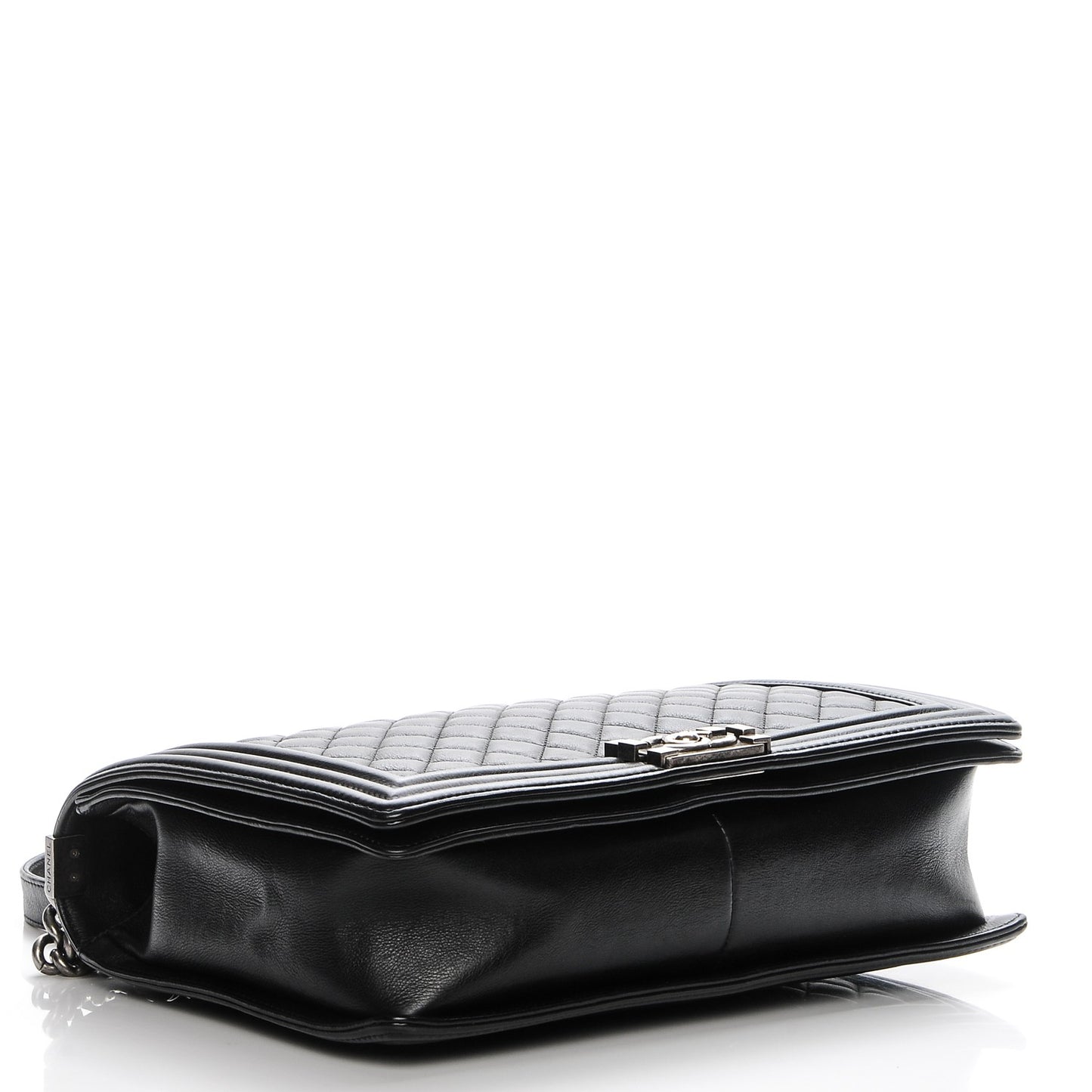 Calfskin Quilted Large Boy Flap Black