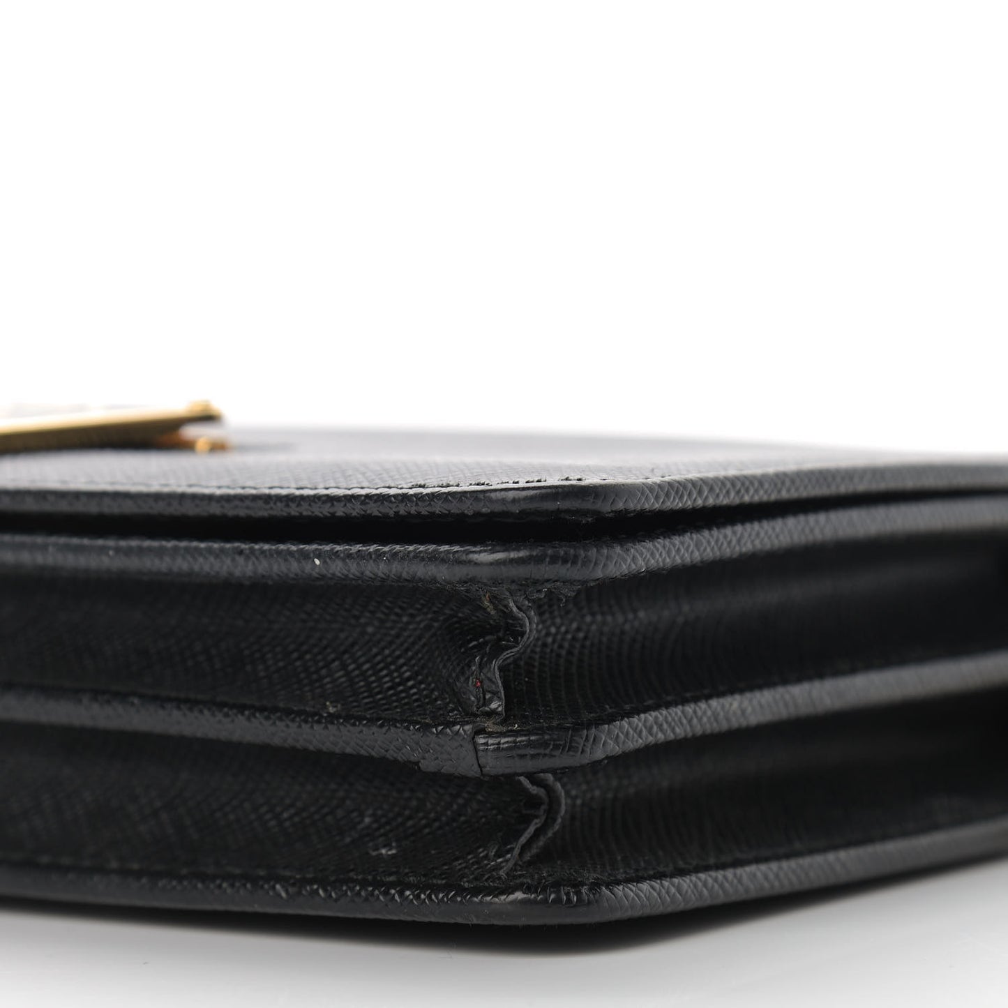 Saffiano Bandoliera Flip Lock Chain Crossbody Bag Black