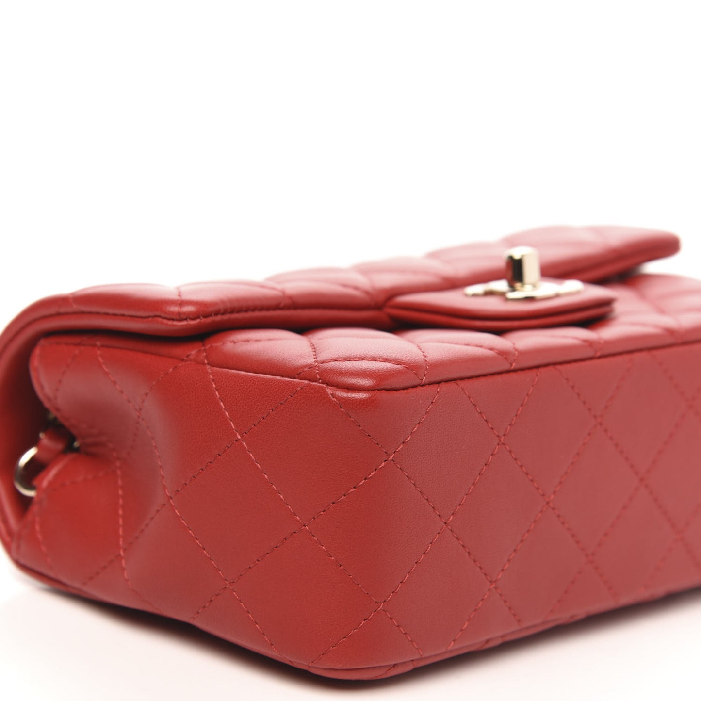 Lambskin Quilted Mini Rectangular Flap Red
