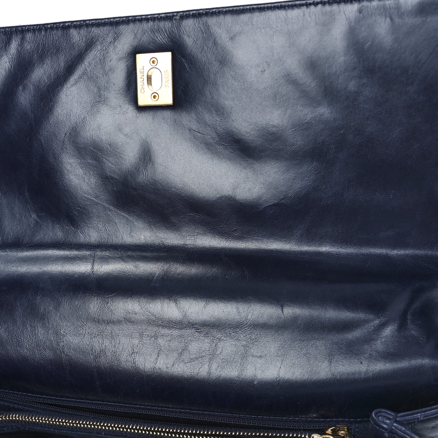 Chanel Aged Calfskin Chevron Quilted Small Coco Handle Flap Navy 10 of 11