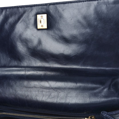 Chanel Aged Calfskin Chevron Quilted Small Coco Handle Flap Navy 10 of 11