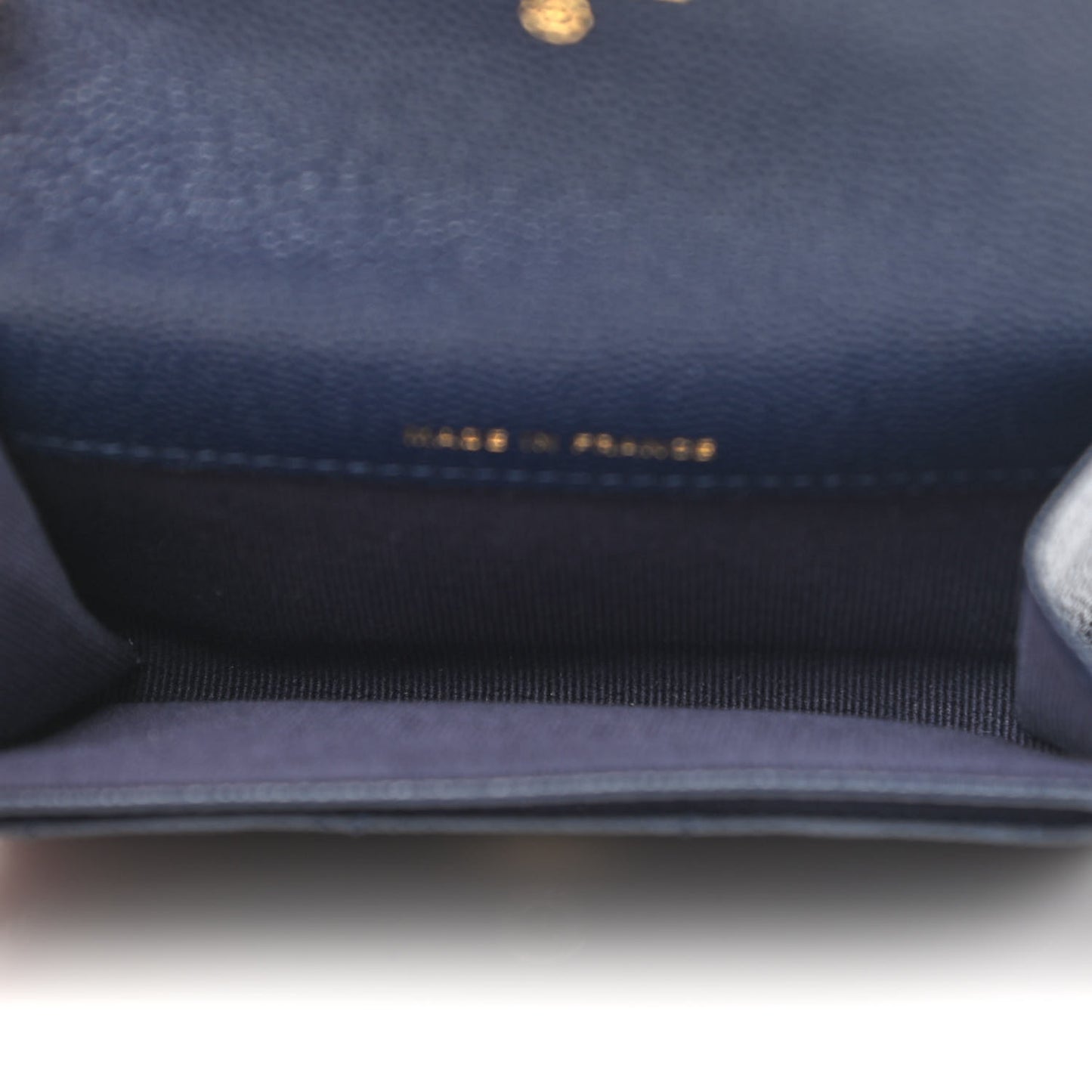Caviar Quilted Flap Card Holder Wallet Navy