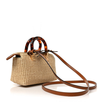 Fendi Paglia Chicco Riso Vitello King Plexiglass Logo Embroidered Mini By The Way Top Handle Boston Bag Alchemy Brandy 3 of 9