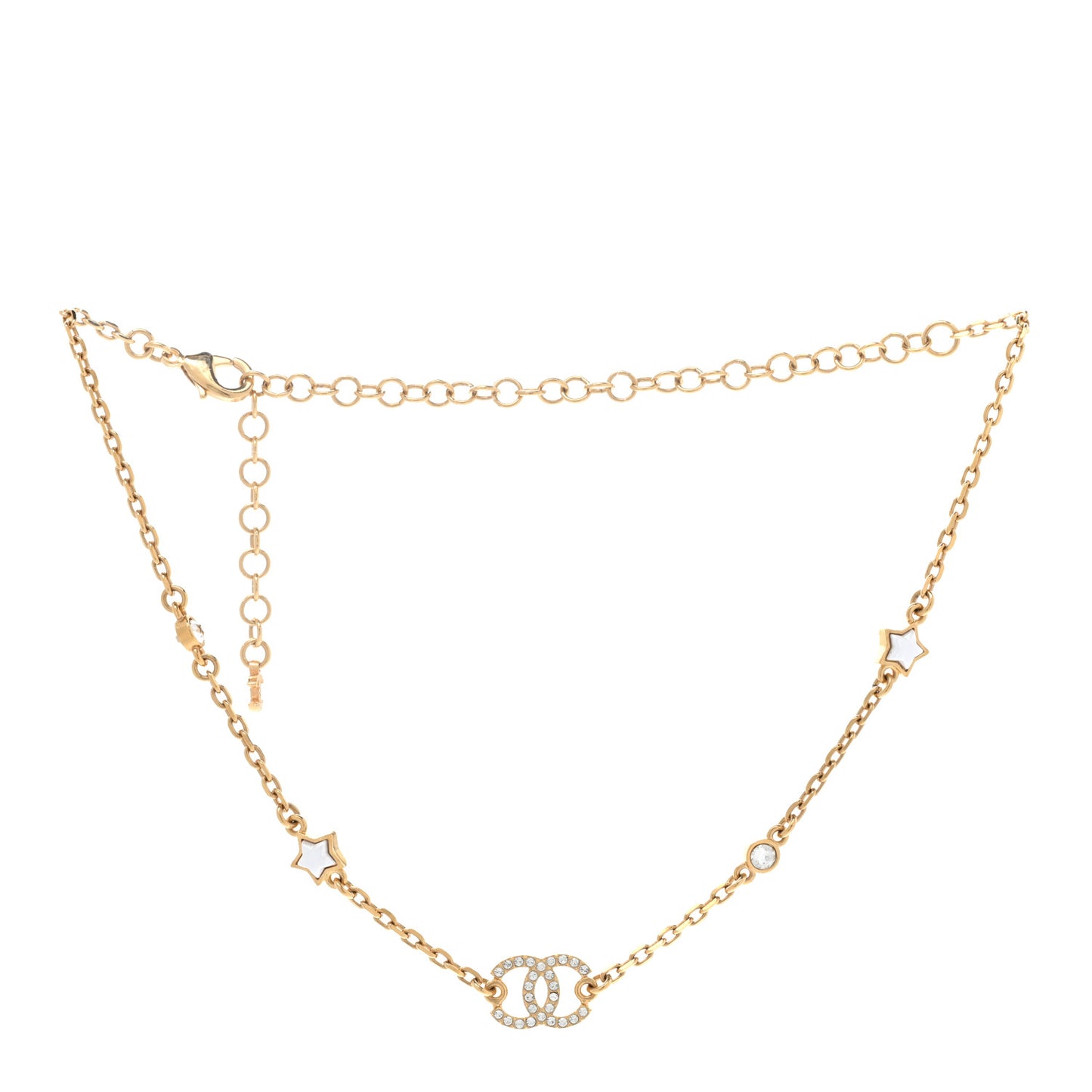 Metal Crystal CC Star Necklace Gold
