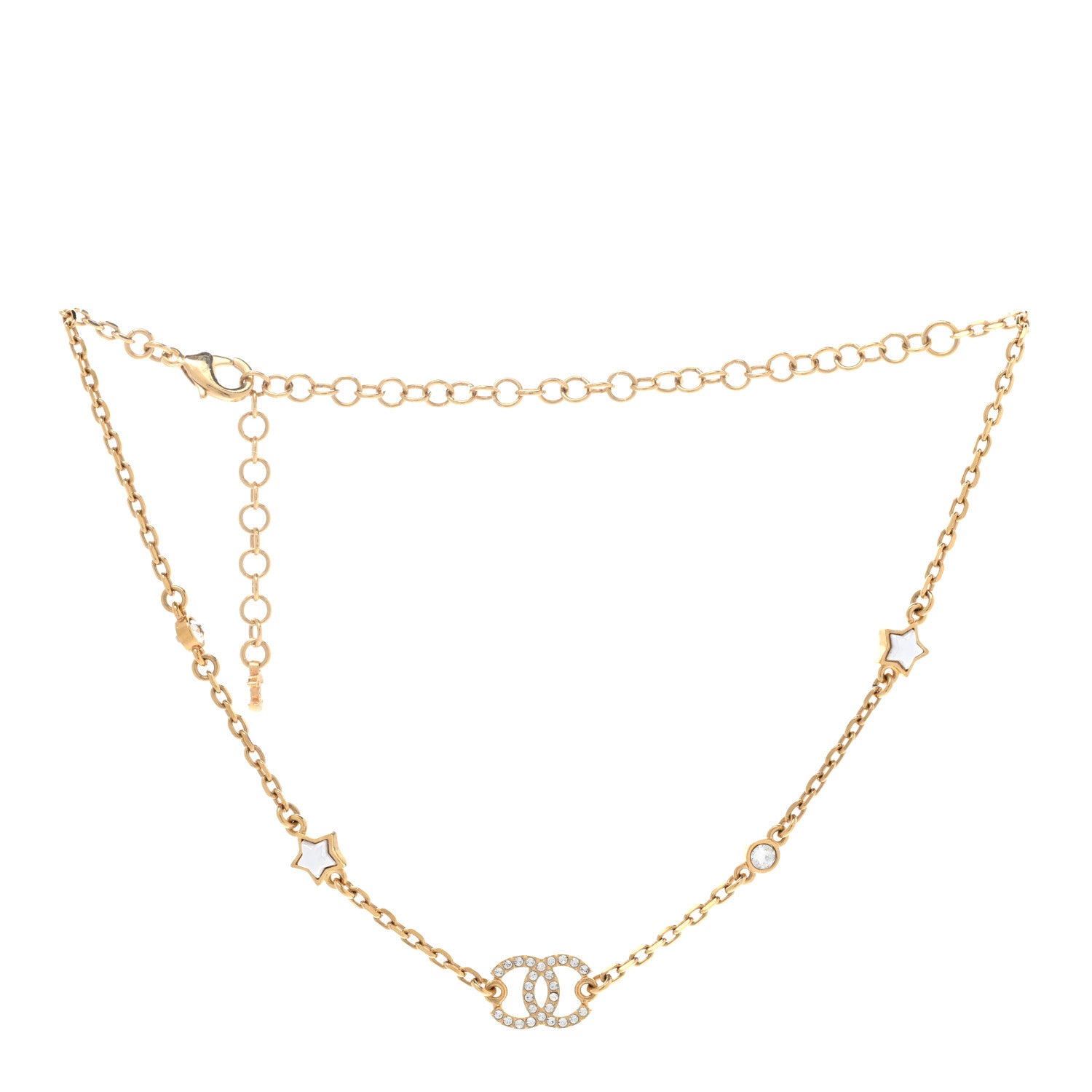 Chanel Metal Crystal CC Star Necklace Gold 3 of 7