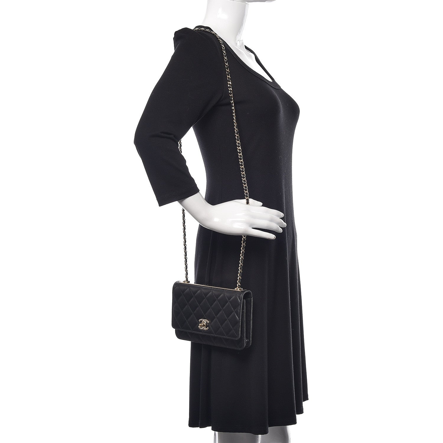 Chanel Lambskin Quilted Trendy CC Wallet On Chain WOC Black 2 of 12