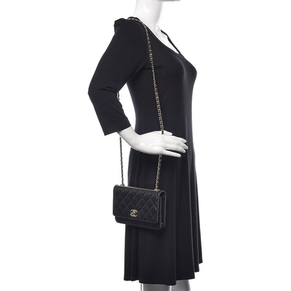 Chanel Lambskin Quilted Trendy CC Wallet On Chain WOC Black 2 of 12