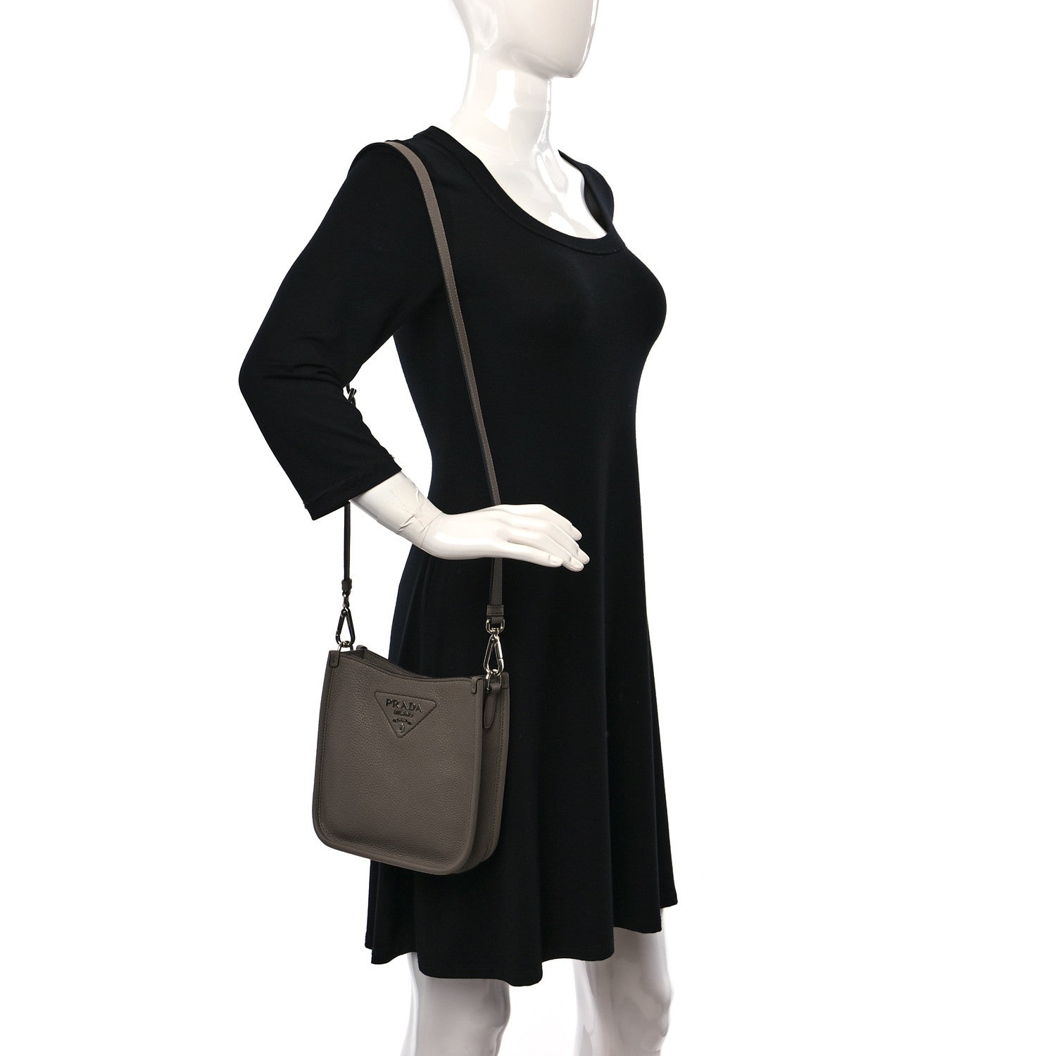 Prada Vitello Daino Soft Mini Hobo Messenger Bag Argilla 2 of 8