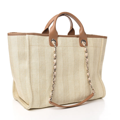 Chanel Mixed Fibers Striped Medium Deauville Tote Beige 2 of 9