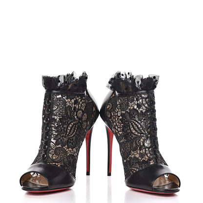 Christian Louboutin Lace Kid Henrietta 100 Booties 38 Black 5 of 11