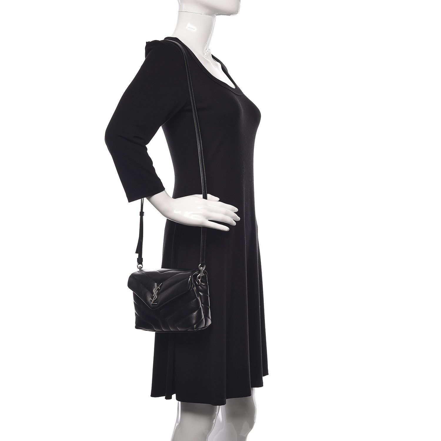 Saint Laurent Calfskin Y Quilted Monogram Toy Loulou Crossbody Bag Black 2 of 9