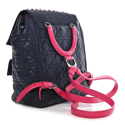 Christian Dior Lambskin Mesh Cannage Embroidered Stardust Backpack Navy Pink 2 of 8
