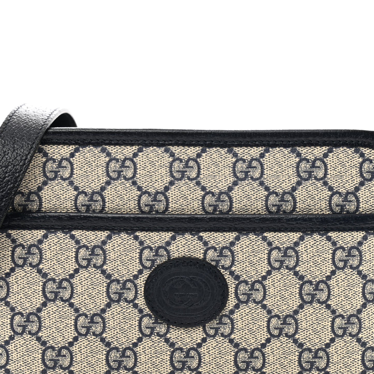 GG Supreme Monogram Textured Dollar Calfskin Mini Retro Interlocking G Shoulder Bag Beige Blue