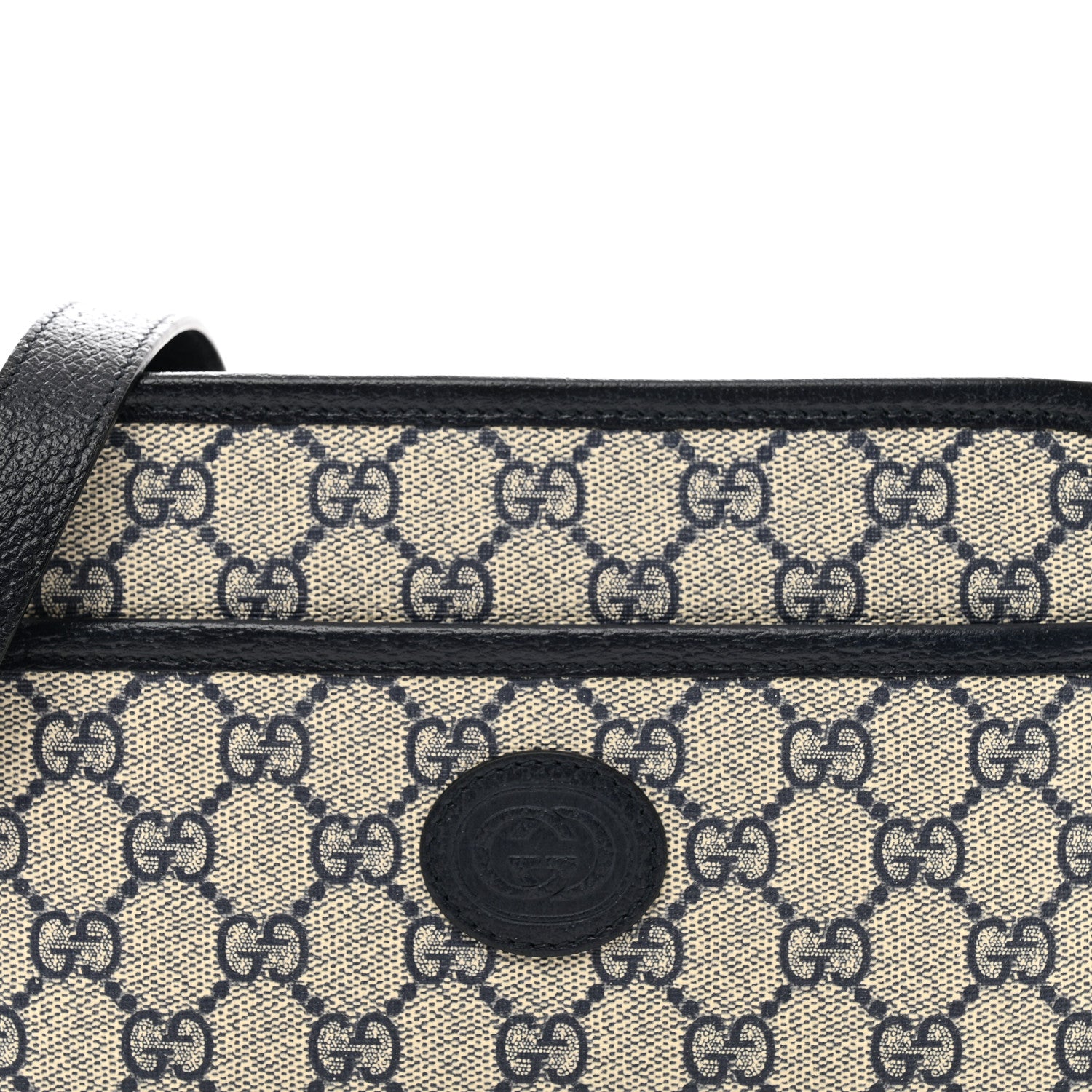 Gucci GG Supreme Monogram Textured Dollar Calfskin Mini Retro Interlocking G Shoulder Bag Beige Blue 5 of 10