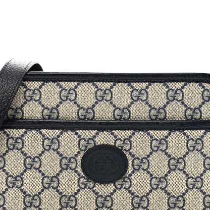 Gucci GG Supreme Monogram Textured Dollar Calfskin Mini Retro Interlocking G Shoulder Bag Beige Blue 5 of 10