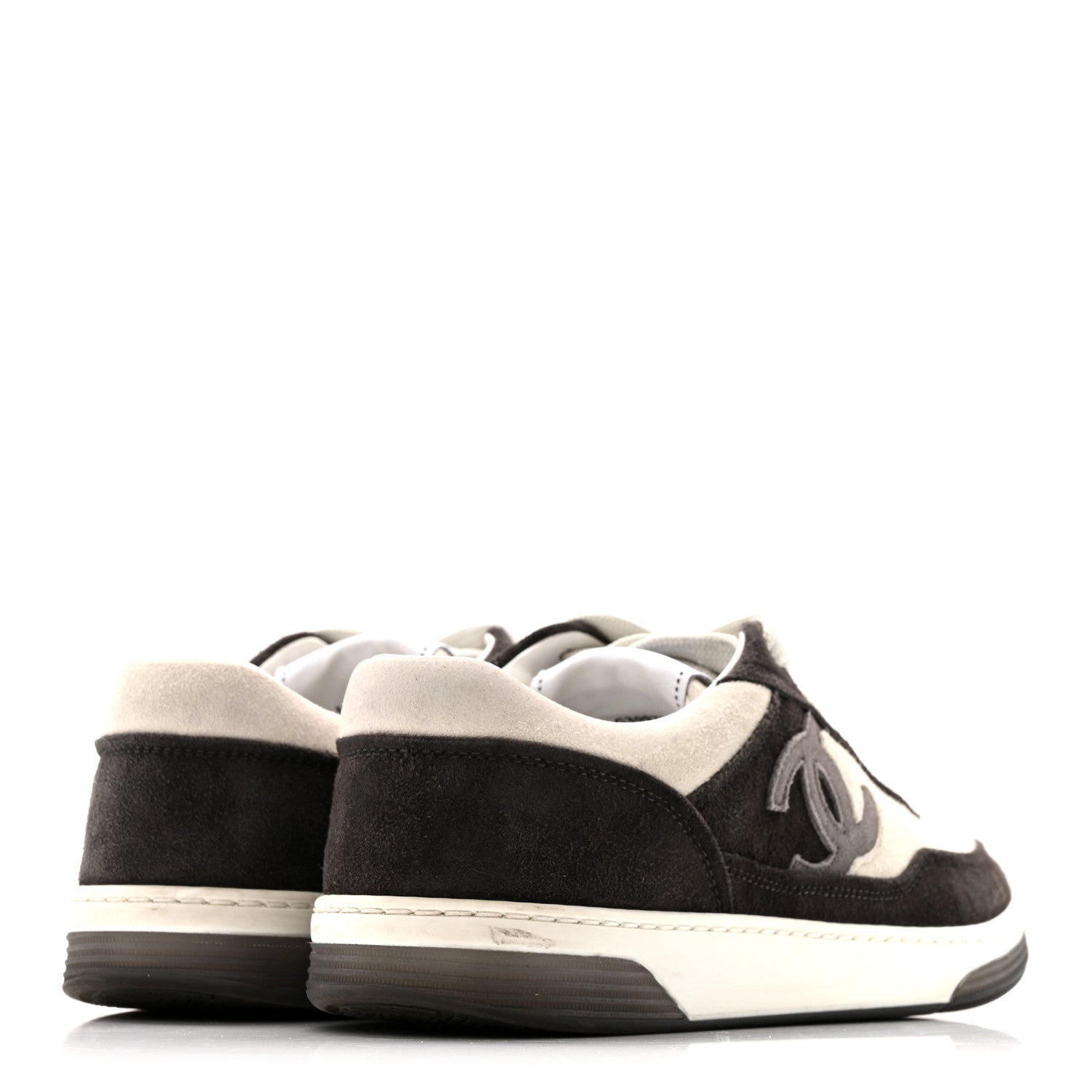 Chanel Suede Kidskin Womens CC Sneakers 36 Black White 5 of 10