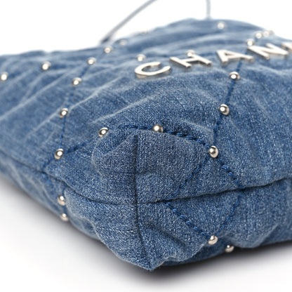 Chanel Washed Denim Quilted Studded Mini Chanel 22 Blue 9 of 11
