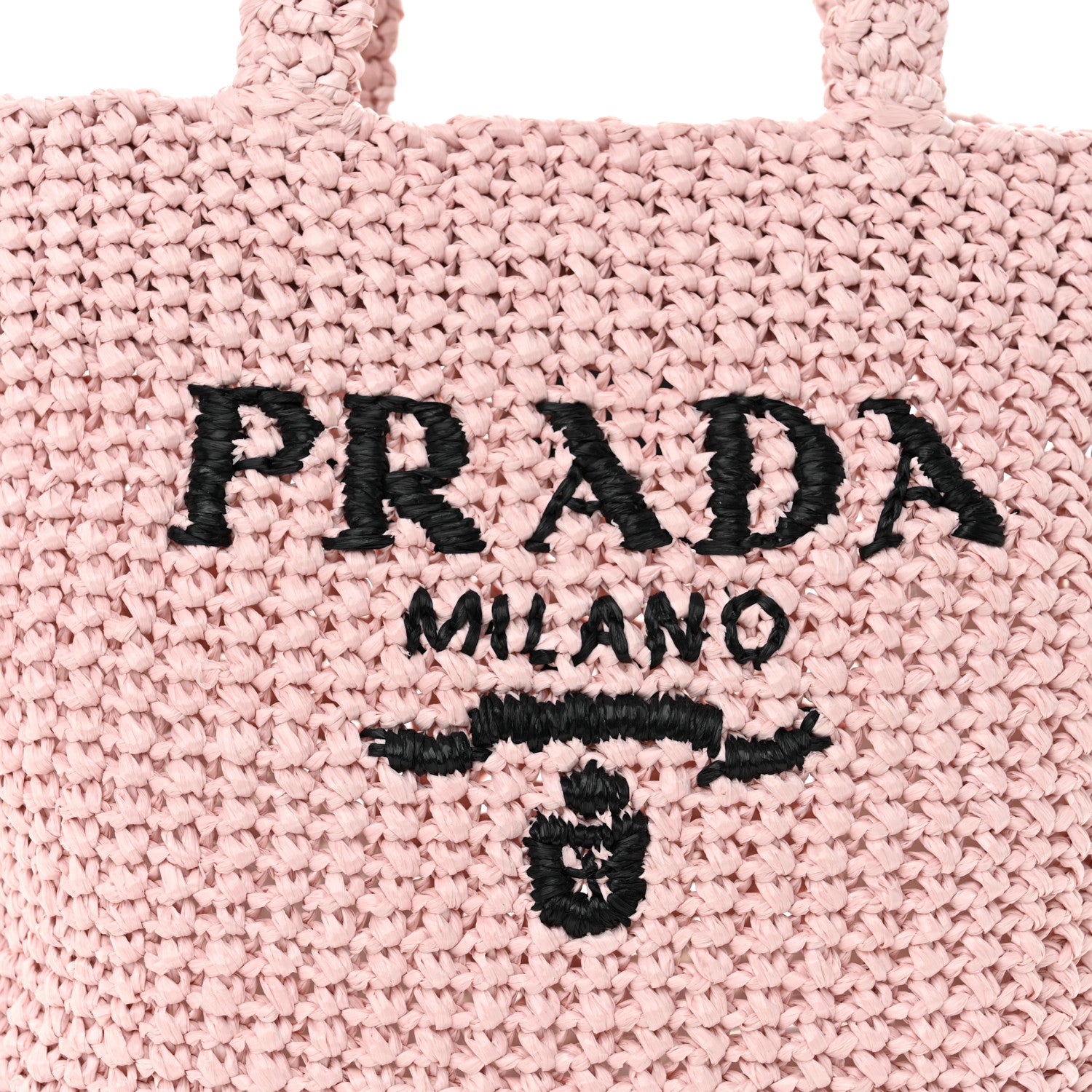 Prada Yarn Raffia Effect Crochet Small Logo Tote Alabastro 8 of 11