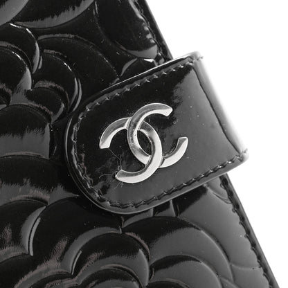Chanel Patent Camellia Embossed Zipped Pocket Wallet Black 9 of 11
