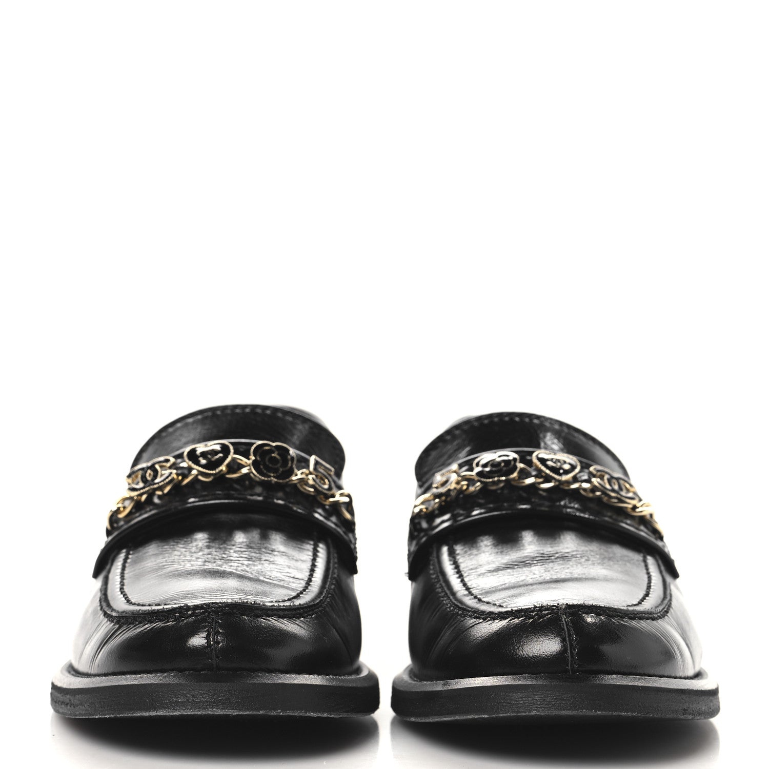 Chanel Calfskin Enamel Charms Mocassin Loafers 38 Black 3 of 10