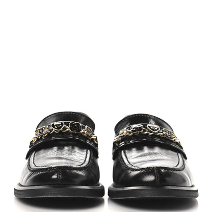 Chanel Calfskin Enamel Charms Mocassin Loafers 38 Black 3 of 10