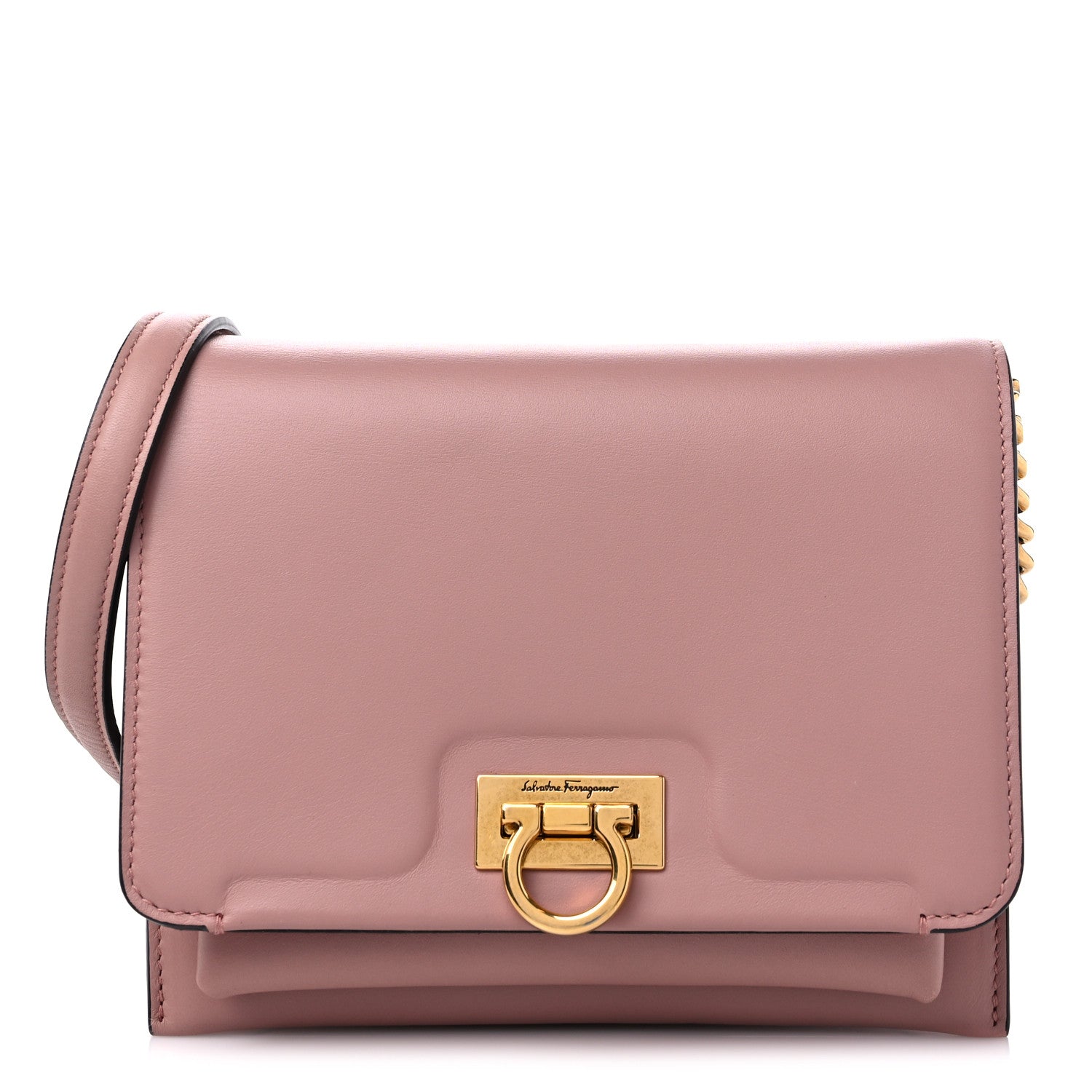 Salvatore Ferragamo Calfskin Trifolio Flap Bag Antique Rose 1 of 8