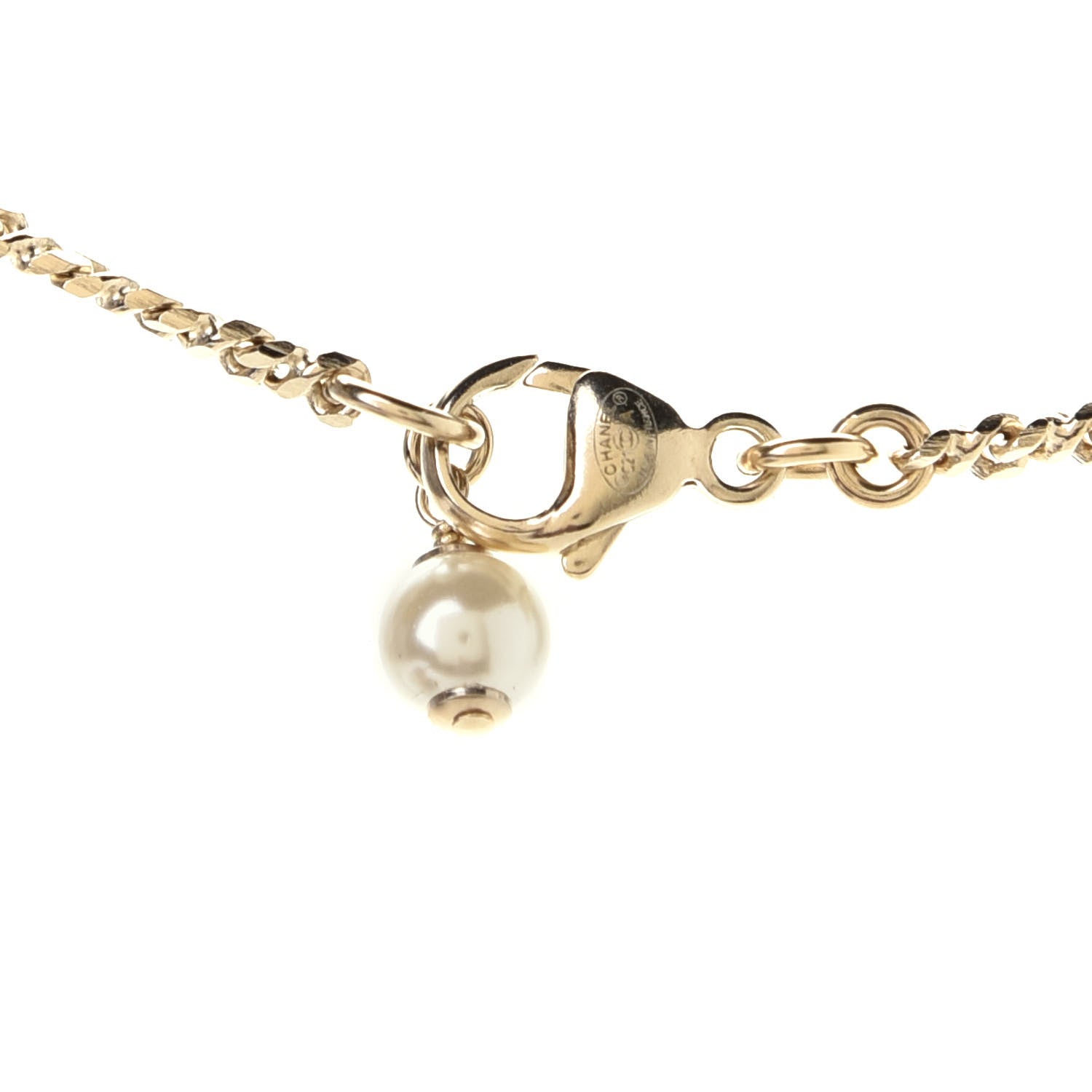 Chanel Crystal CC Pearl Necklace Gold 4 of 4