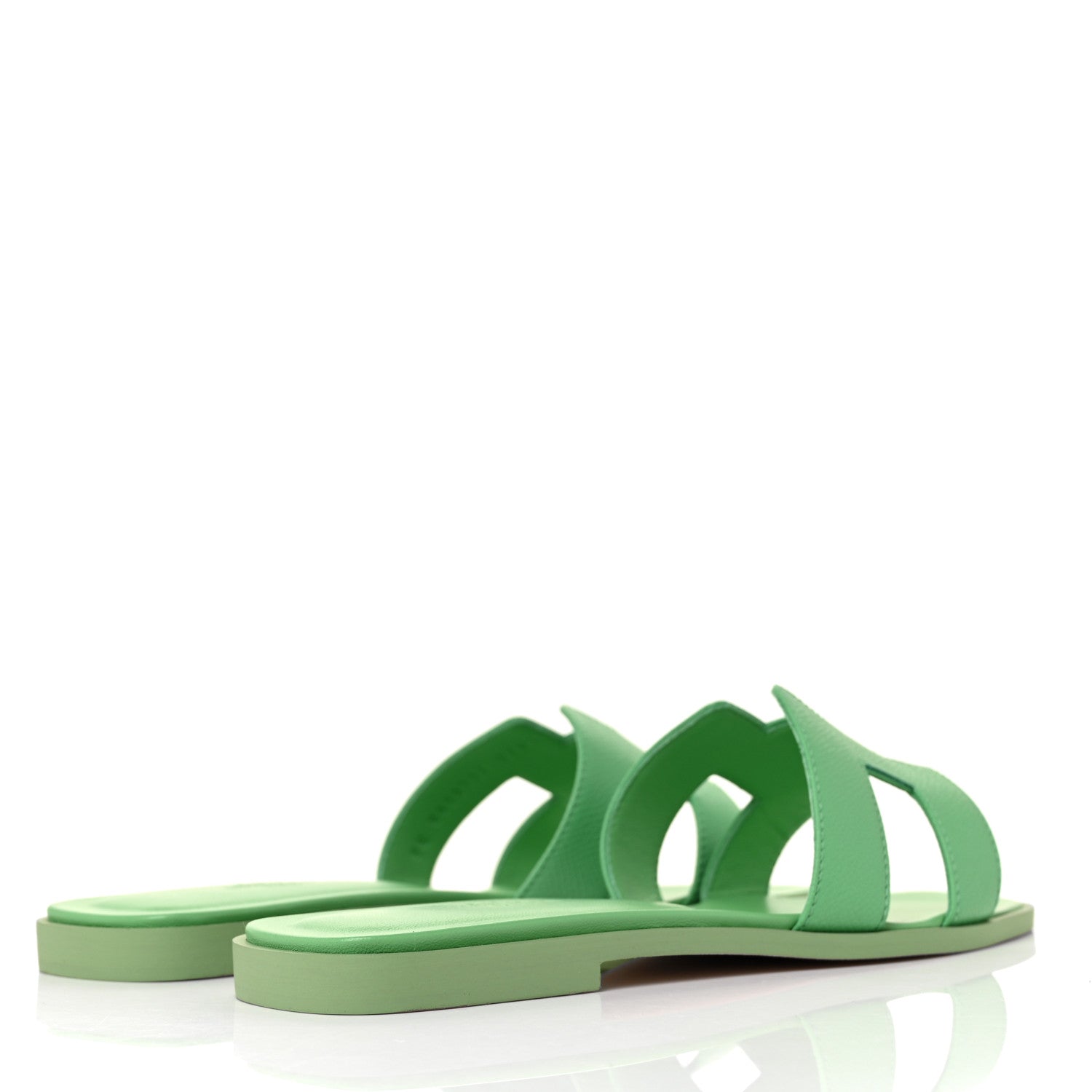 Hermes Epsom Oran Sandals 38.5 Vert Pomme 4 of 9