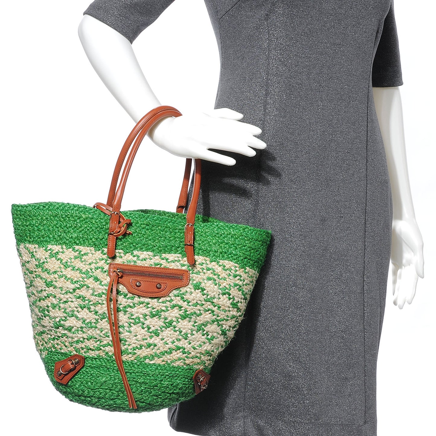 Panier Basket Tote Green Natural