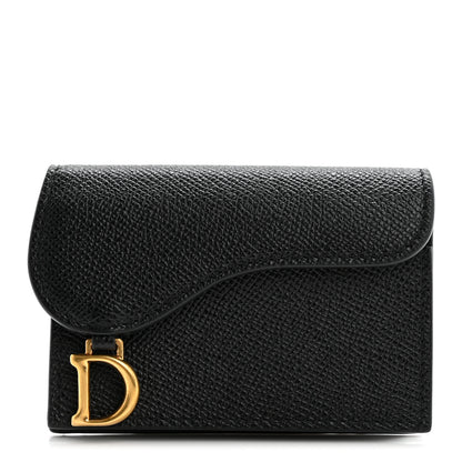 Christian Dior Grained Calfskin Saddle Card Holder Black 1 of 9